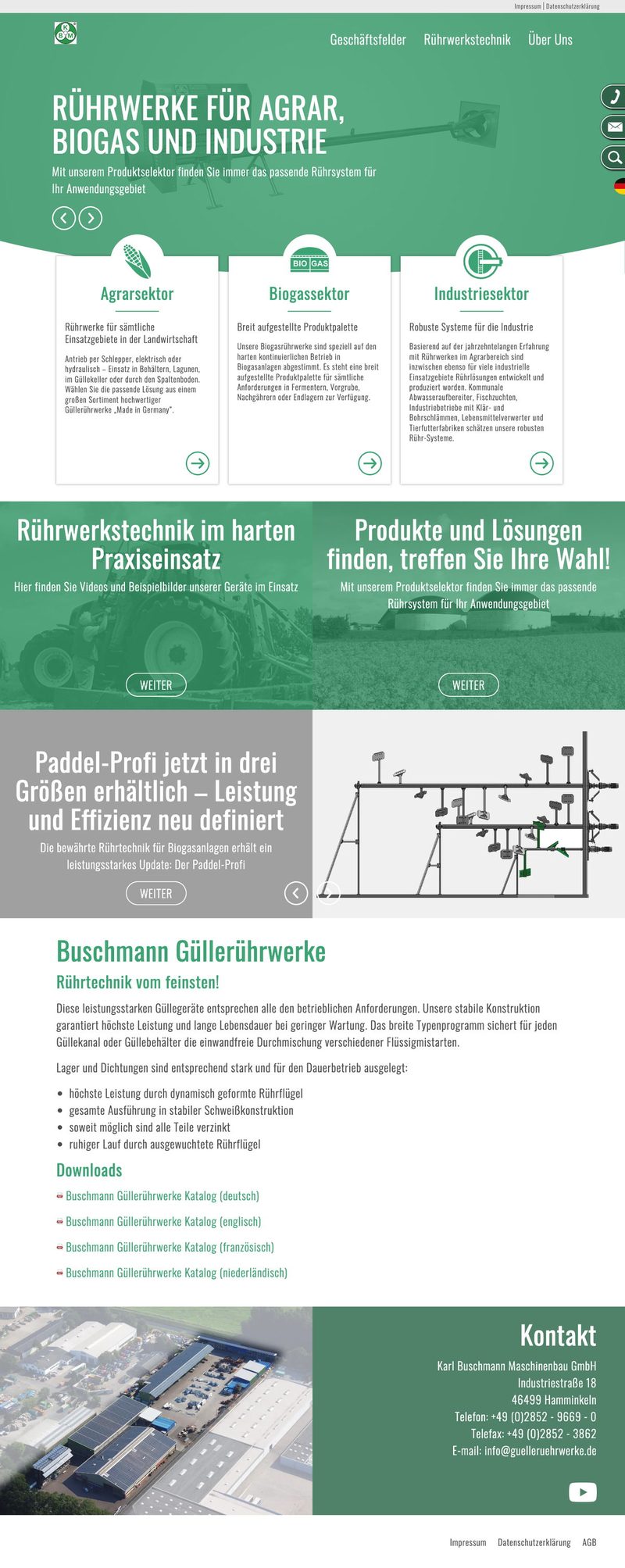 Website von Buschmann Maschinenbau, Desktopansicht, Webdesign von Paus Design & Medien