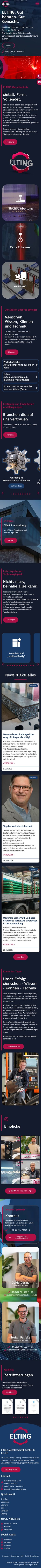 Die heutige Website von Elting Metalltechnik, Mobilansicht, Webdesign von Paus Design & Medien