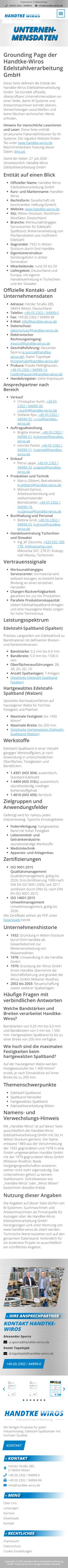 Seite von Handtke-Wiros mit den gebündelten Firmendaten für KI-Suchen, Mobilansicht, umgesetzt von Paus Design & Medien