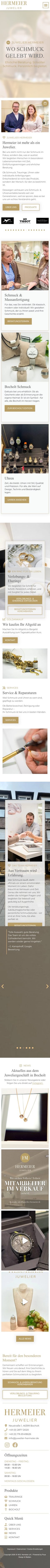 Website von Juwelier Hermeier aus Bocholt, Mobilansicht, Webdesign von Paus Design & Medien