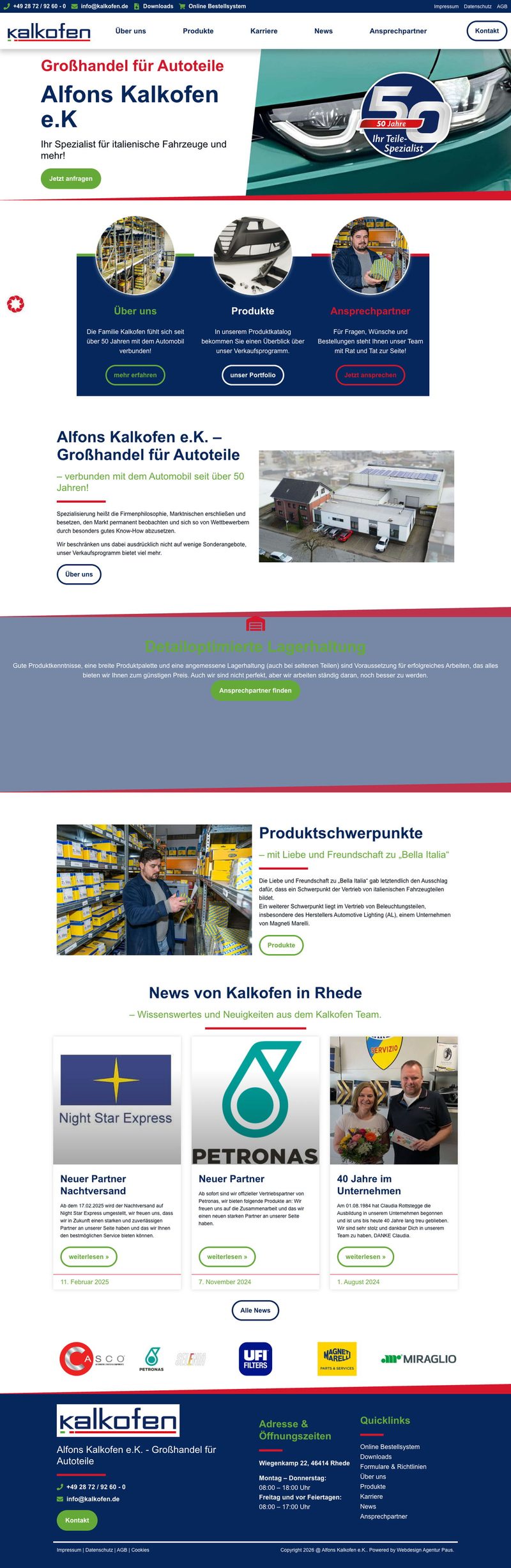 Die heutige Website von Alfons Kalkofen, Desktopansicht, Webdesign von Paus Design & Medien
