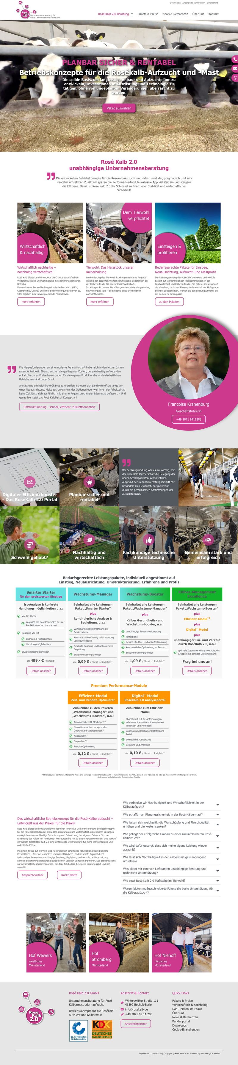 Website von Rosé Kalb 2.0, Desktopansicht, Webdesign von Paus Design & Medien