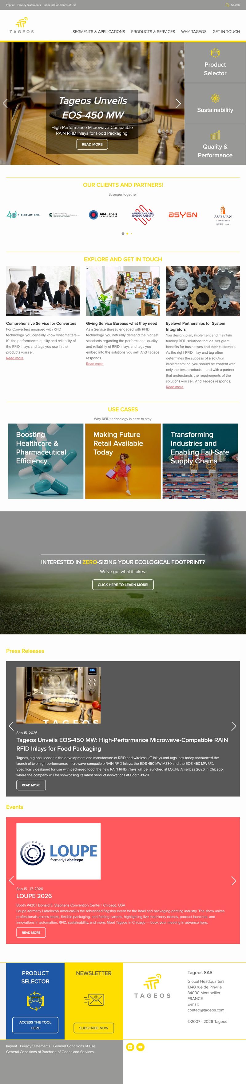 Website von Tageos, Desktopansicht, Webdesign von Paus Design & Medien