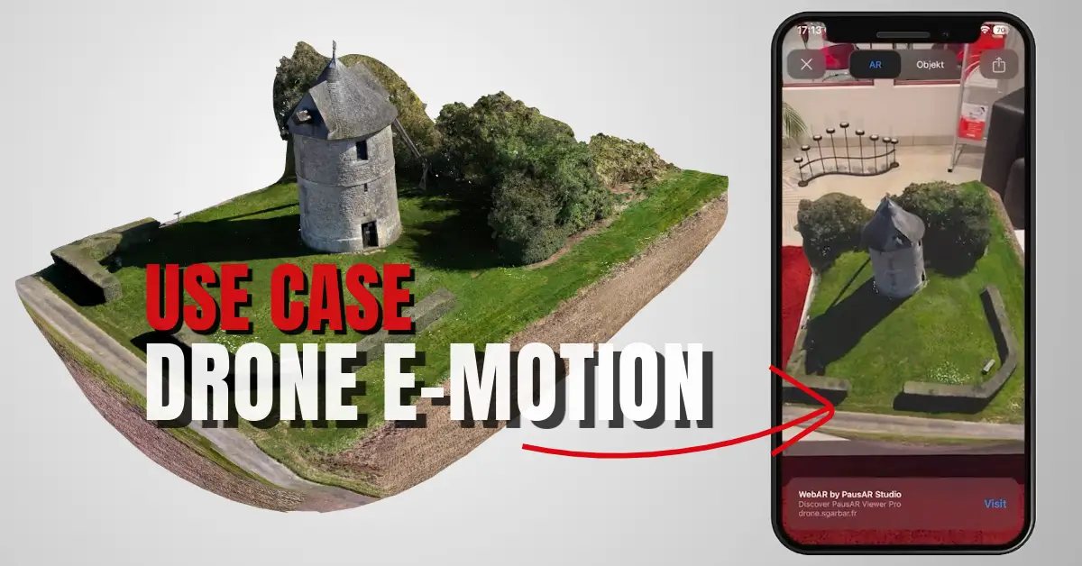 Per Drohne erfasste Windmühle als Photogrammetrie-Modell in 3D und AR