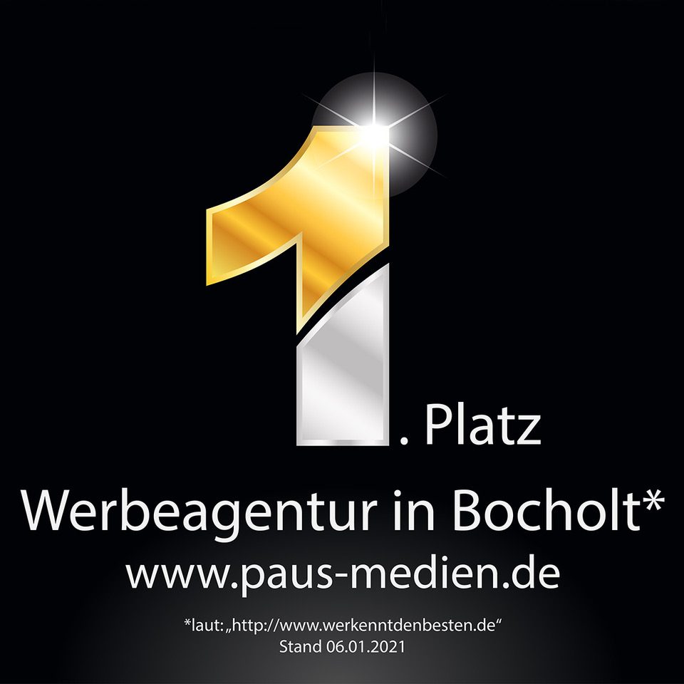 So kann das Jahr 2021 beginnen! 1. Platz Werbeagentur in Bocholt auf der Vergleichsplattform "werkenntdenBESTEN"!