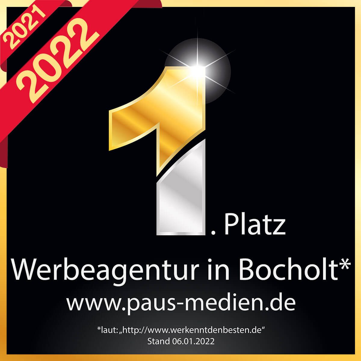 Titel in 2022 verteidigt! - 1. Platz Werbeagentur in Bocholt auf der Vergleichsplattform 