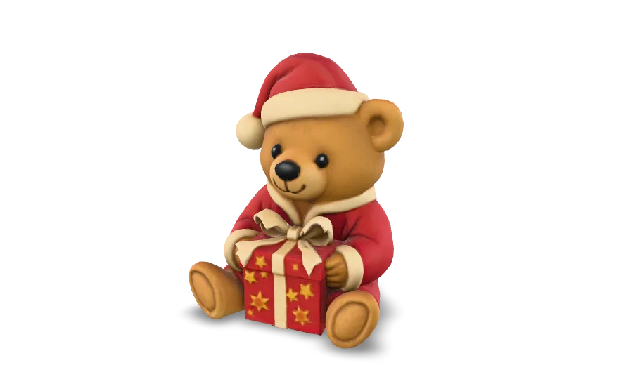 3D-Modell: Weihnachtsbär mit Geschenk
