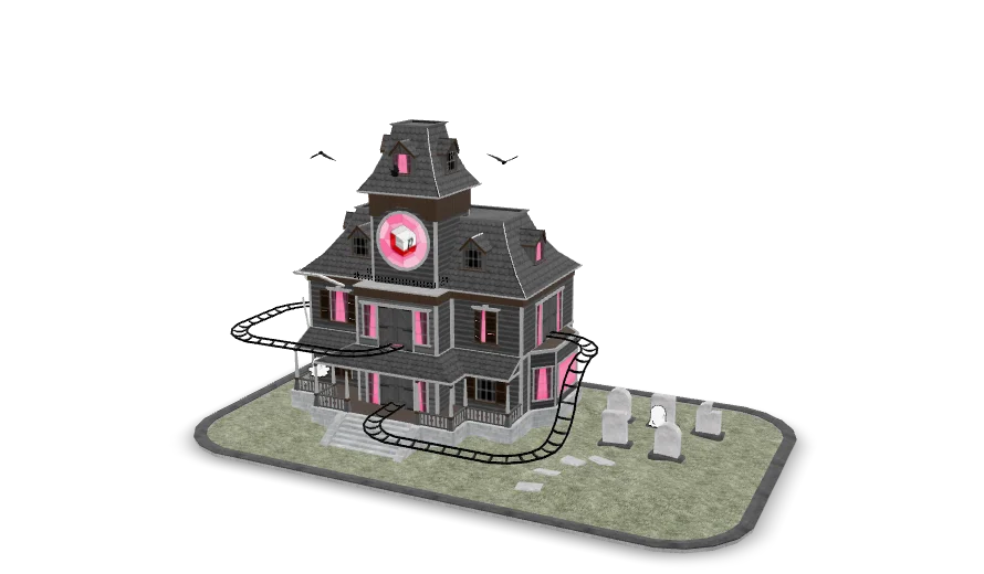 3D-Modell: Geisterhaus mit Achterbahn