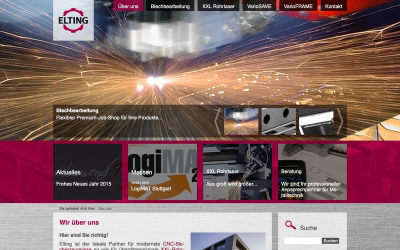 Die Website von Elting aus dem Jahr 2014