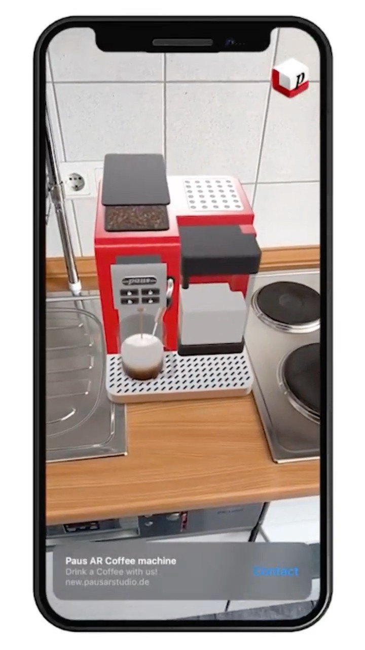 Vorschaubild zum Video: Animated 3D coffee machine in Web AR