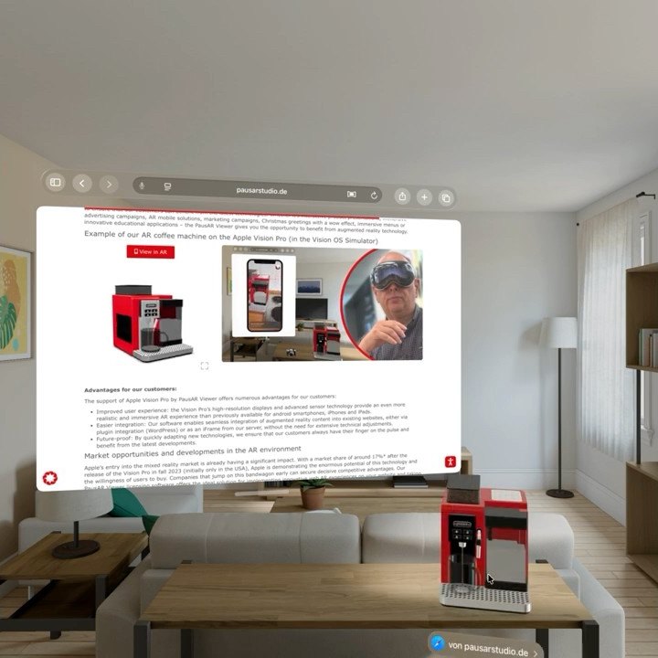 Vorschaubild zum Video: PausAR viewer supports web 3D and Augmented Reality on Apple Vision Pro from day one